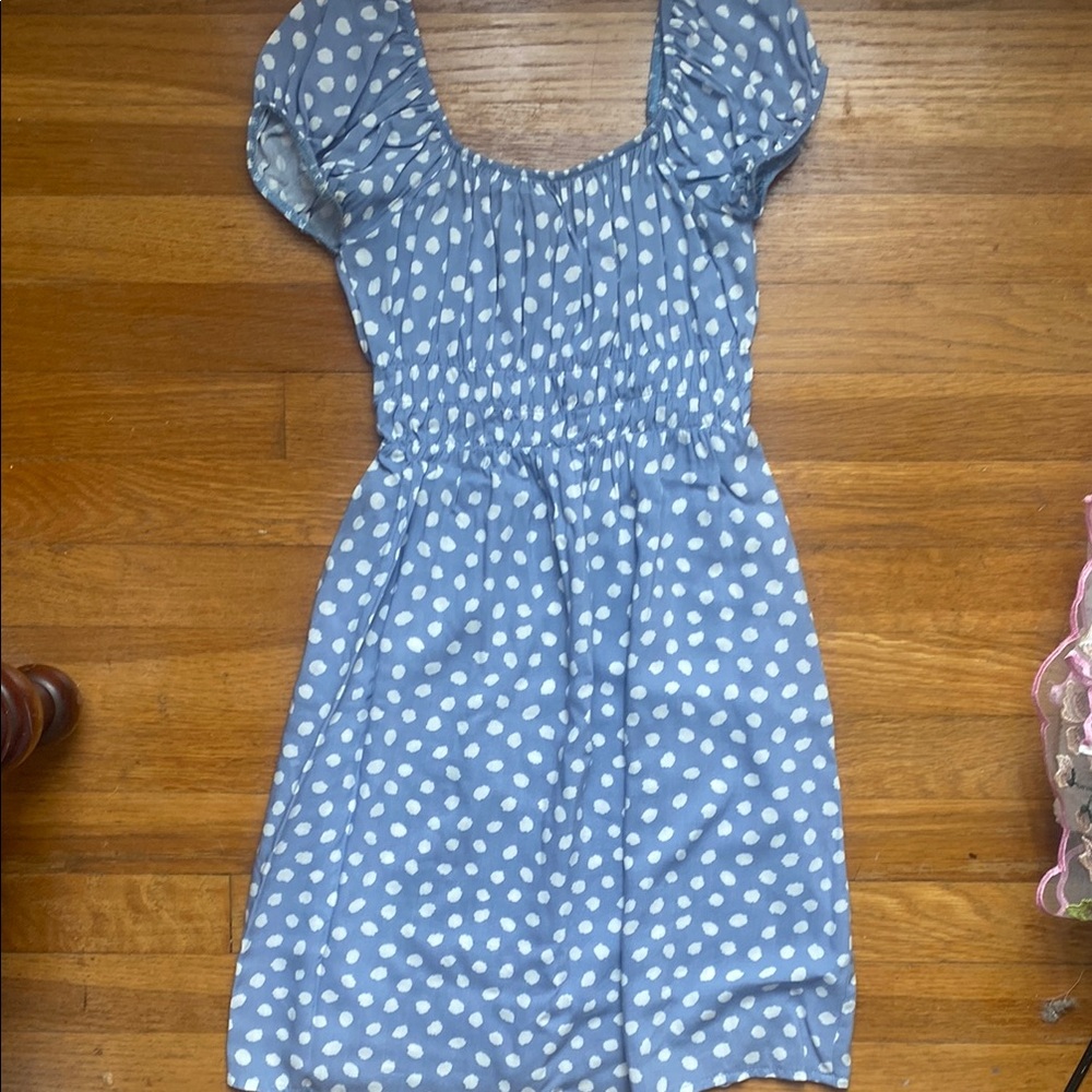 Area Code 407 blue and white polka dot girls dress 12